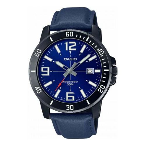 Reloj Casio Mtp-vd01bl-2bvudf Cuarzo Hombre Color De La Correa Azul Color Del Bisel Plateado Color Del Fondo Azul