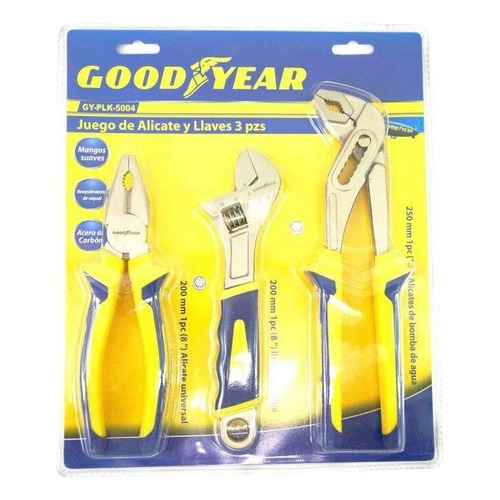 Set De 3 Piezas Goodyear Pinza Llave Pico Loro Gy-plk-5004