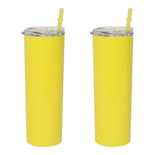 2 Termos Vaso Para Bebidas De 20oz  Acero Inoxidable Color Amarillo