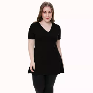 Remera Larga Mujer Manga Corta Talle Grande Modal Con Lycra