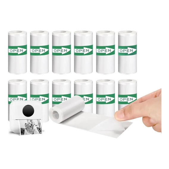 12 Rollos Papel Adhesivo Térmico Para Mini Impresora 57mm