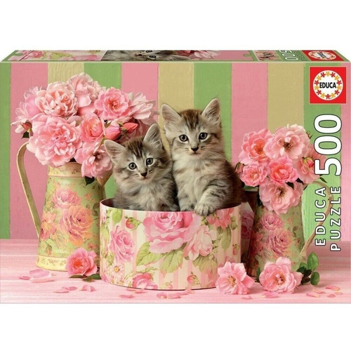 Puzzle Rompecabeza 500 Piezas Gatitos Con Rosas Educa 17960