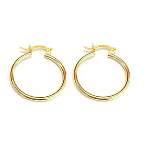 Arracada Lisa De 2.8 Cm En Chapa De Oro 18k (10 Pares)