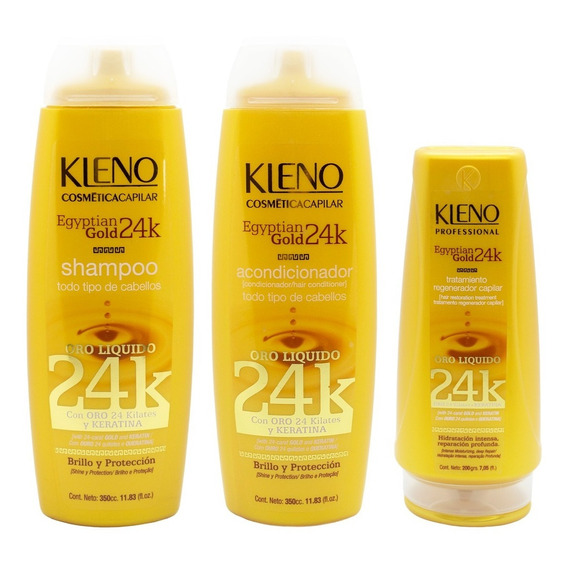 Kleno Egyptian Gold 24k Shampoo Acondicionador Mascara 200gr