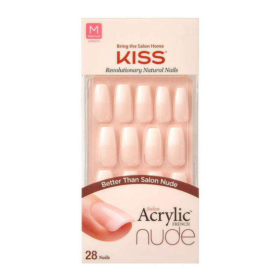 Uñas Postizas Por 28 Unidades Kiss Salón Acrylic French Nude