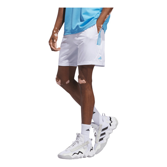 Short adidas Basquetbol Legends 3 Stripes Hombre Blanco