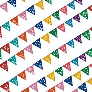 Papel Picado - Banderin Plástico Flores Colores