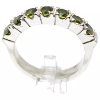 Anillo Medio Cintillo Zircones Verdes 3mm T14