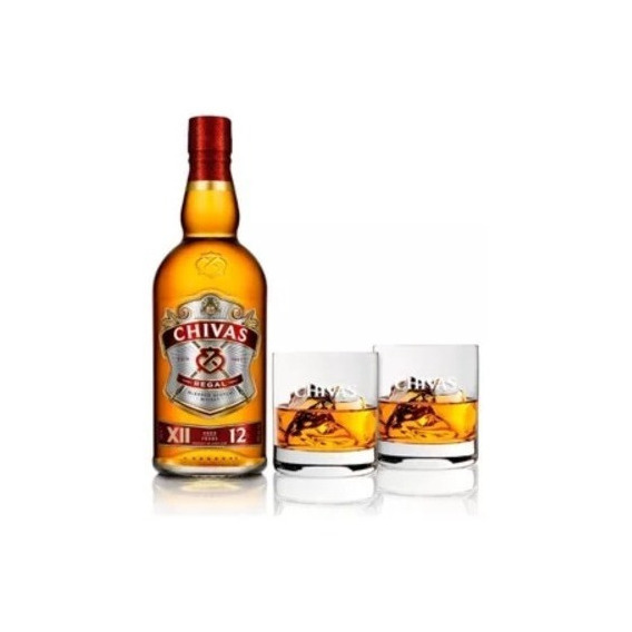 Whisky Chivas Regal 12 Años Blended 1 Litro + 2 Vasos - Zb