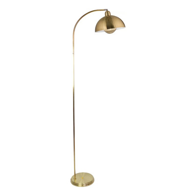 Lampara De Pie Curva Moderna Media Esfera E27 Oro Apto Led Oro Mate