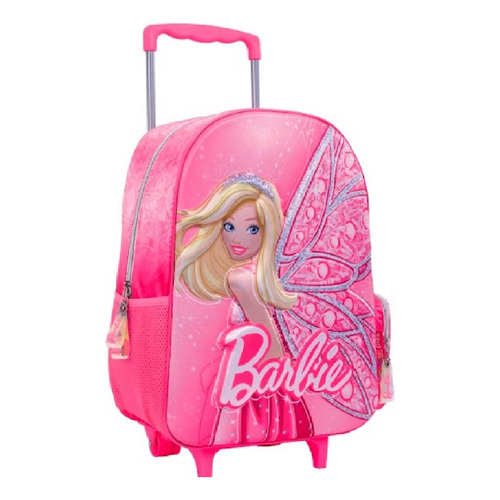 Mochila Carro Barbie Hada Relieve 16 Pulgadas Playking Color Rosa
