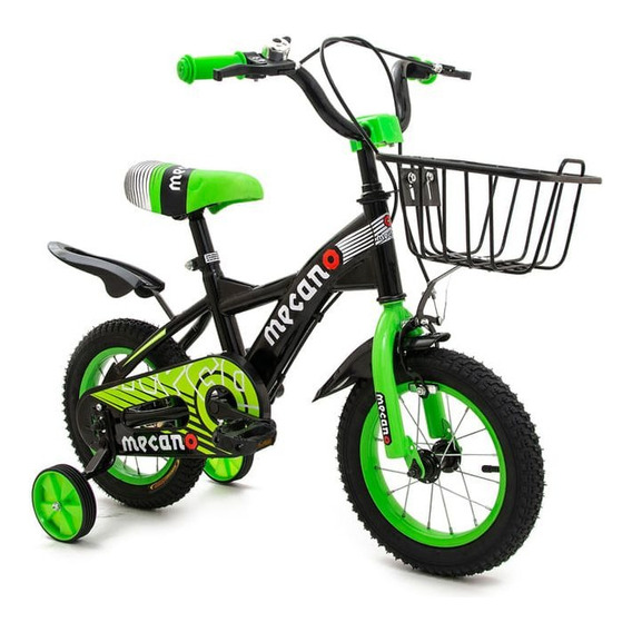 Bicicleta paseo infantil Love Cross R16 1v freno v-brakes color verde con ruedas de entrenamiento y pie de apoyo  