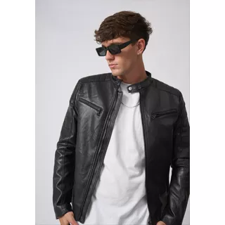 Campera De Cuero Leather Hombre Importada Slim Fit Bond