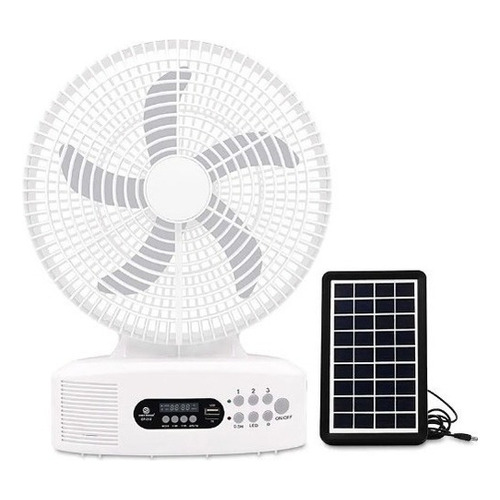 Ventilador Solar De Mesa 12  De 3 Velocidades Con Bocina 