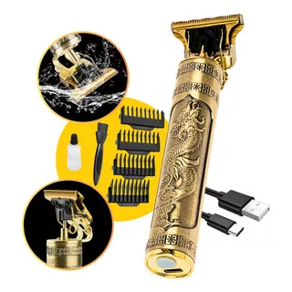 Maquina De Cortar Cabelo E Barba Profissional T9 Sem Fio Cor Dourado-escuro 110v/220v