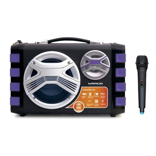Parlante Portatil Bluetooth Microfono Usb 40w Winco W211 Color Violeta