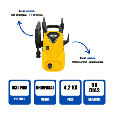 Lavadora De Alta Pressão Vonder Leve Lav 1300 90bar - 127v Cor Amarelo-preto Frequência 60 Hz