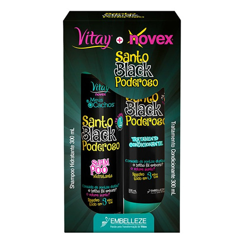  Kit Shampoo Y Acondicionador Novex Santo Black