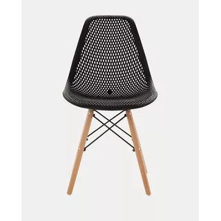 Cadeira De Jantar Eames Eiffel Design Colmeia Eloisa Base Madeira, 3 Unidade Preto