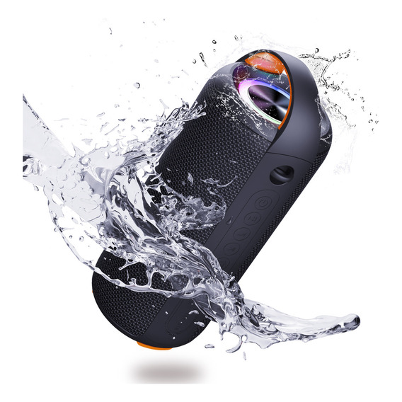 Bocina Bluetooth Portátil Altavoz Impermeable Con Rgb Luces, DYTIMEEM Bluetooth 5.2 Altavoz Inalámbrico con Sonido Estéreo HD Reproducción Manos Libres 5200mAh, 3.5mm AUX/Micro SD/TF/USB, D9006 Negro