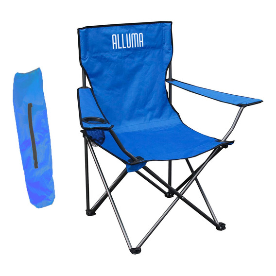 Silla Plegable Portátil Camping Azul Con Estuche Alluma