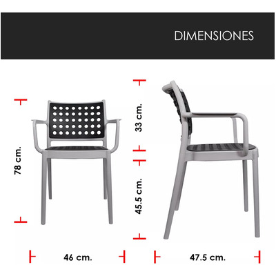 Kit 4 Sillas Minimalista Moderna Tenek Hogar Jardin Gris