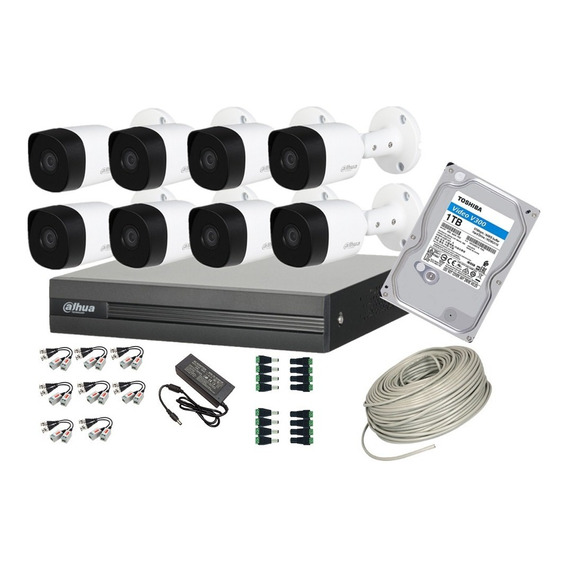 Cctv Kit Pro Dahua Dvr 8ch + 8 Cam 1080p Lite +1tb Tienda9cl