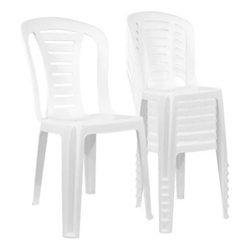 Más que Sillas Reina sillas plásticas apilables reforzadas pack 10 color blanco