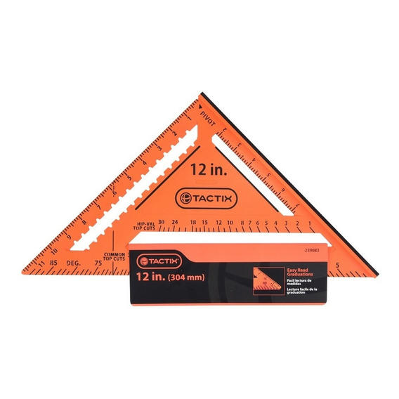 Escuadra Plastica 12 Pulgadas Carpintero Tactix Profesional Color Naranja