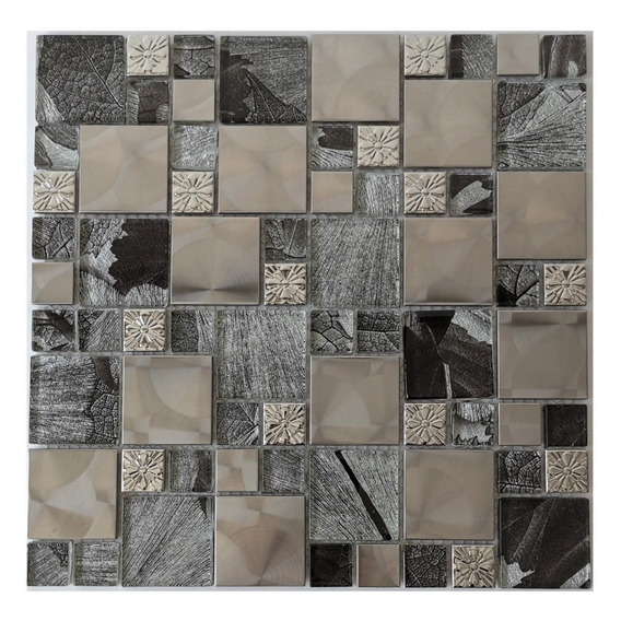 15 X Malla Mosaico Decorativa Vidrio Aluminio Lisboa Silver