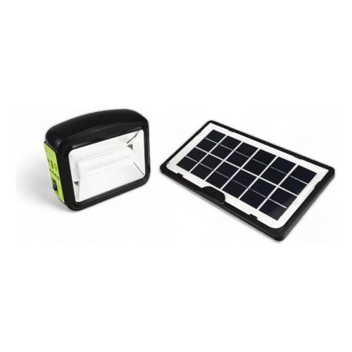 Làmpara Solar Con Panel Solar De 4w Más 3 Bombillos De 3w Carcasa Negro Luz Blanco Frío