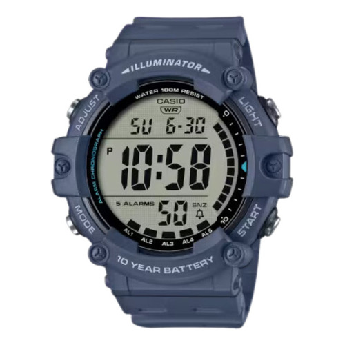 Reloj Casio Hombre Digital Ae-1500wh-2av Color de la correa Azul Color del bisel Azul Color del fondo Gris