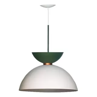 Lustre Pendente Meia Lua 40cm Infinity Branco C/verde Sala