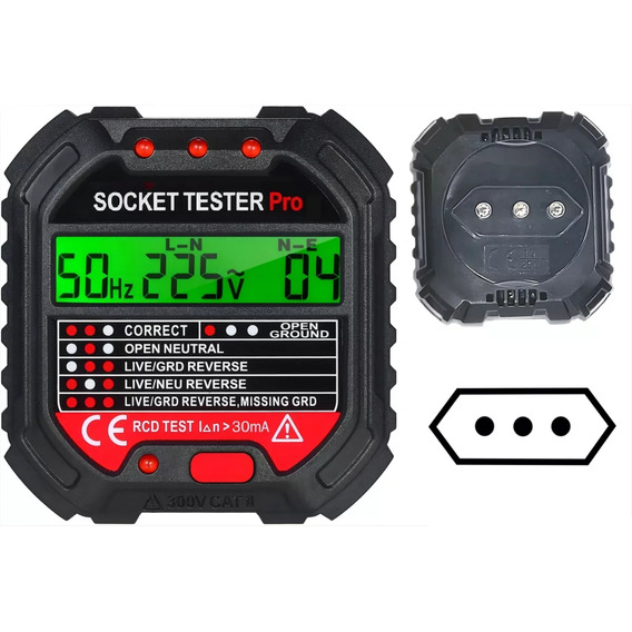 Probador Diferencial Tester De Enchufes Con Enchufe Tierra