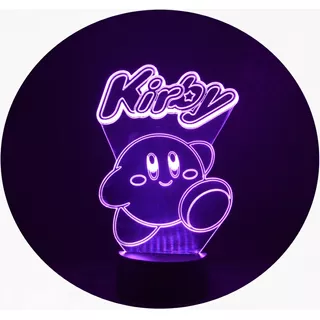 Lámpara 3d Kirby Base Negra + Control Remoto Y Pilas