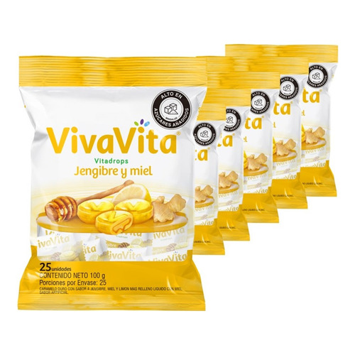 Pastillas Dulces Vivavita Vitadrop - Unidad  Presentación Viva Vita Jengibre y Miel