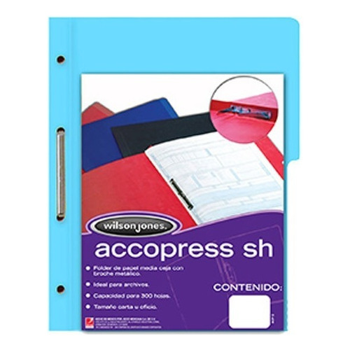 Pack 4 Folder Con Broche Accopress Sh Oficio Azul C. C/10pzs
