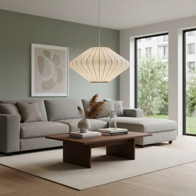 Lampara Colgante Malba 40cm Sustentable Diseño 3d Apto Led Blanco Blanco Con Negro