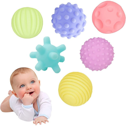 6pcs Pelotas Sensoriales Didácticas Para Bebé Con Texturas