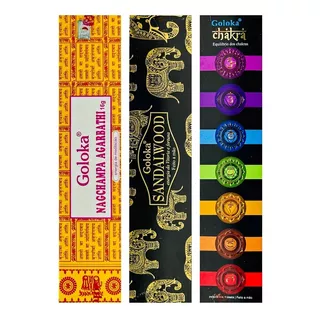 Incenso Indiano Goloka Nagchampa - Chakra - Kit Com 3 Aromas