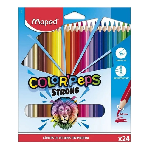 Maped Color Peps Strong 24 Lápices De Colores Resina Trazo Surtidos