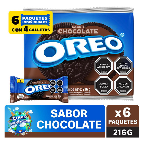 Galletas Oreo® Sabor Chocolate 6 Un. 36g C/u