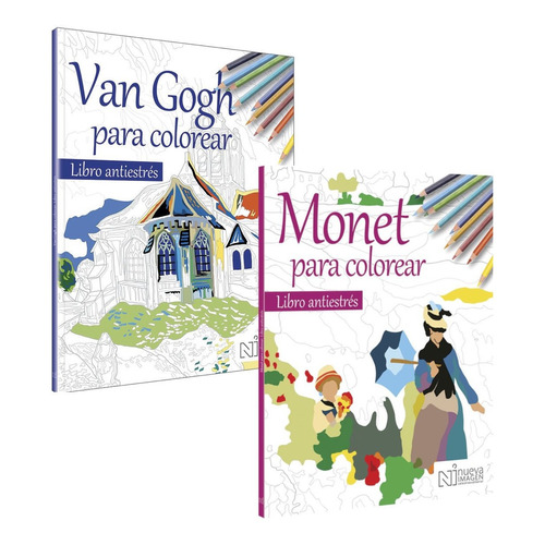 2 Libros Para Colorear Van Gogh Y Monet Arte Antiestres
