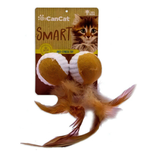 Cancat Pelotas X 2 Smart Juguete Gato Con Plumas Color Marrón