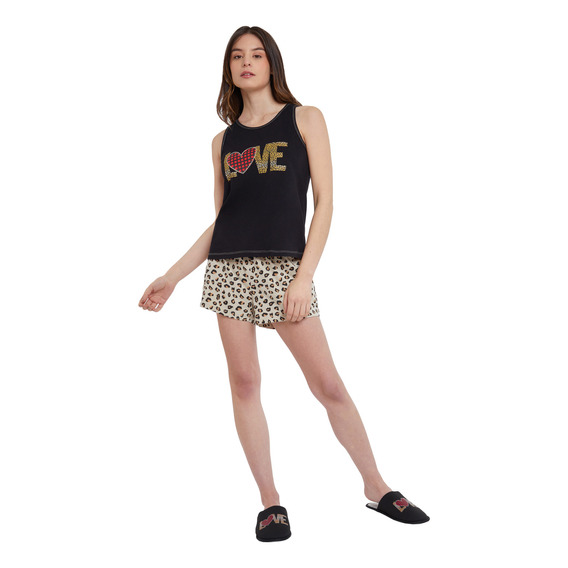 Pijama Print Negro Mujer Fashion's Park