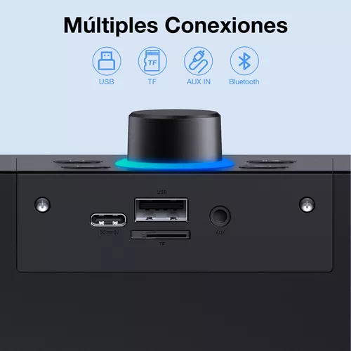 Bocina Bluetooth Portátil 1Hora BOC241, Bocinas para PC Bocinas Inalámbrica  Bluetooth RGB Altavoces Inalámbrico, Soporte 3.5 mm AUX/TF/USB/Bluetooth  para Interior, Hogar y Fiesta