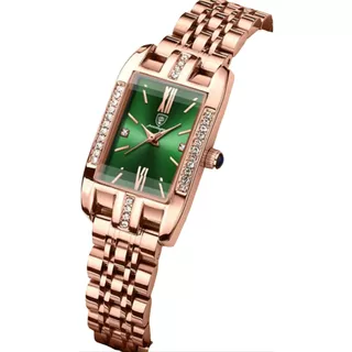 Reloj Dama Diamantes Porcelana Verde C/caja Día De La Madre