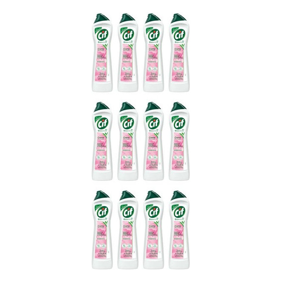 Pack X12u Limpiador Cremoso Cif Bioactive Rosas Jazmín 750g