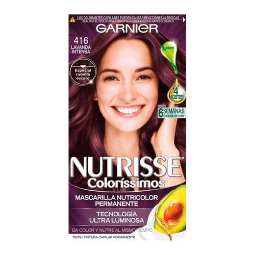 Kit Tinta Garnier  Nutrisse coloríssimos Mascarilla nutricolor permanente tono 416 lavanda intensa para cabello
