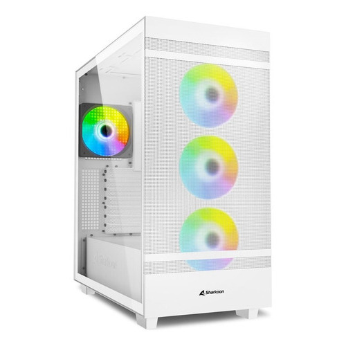 Gabinete Gamer Sharkoon Rebel C50 Rgb X4 Blanco Vidrio Mesh